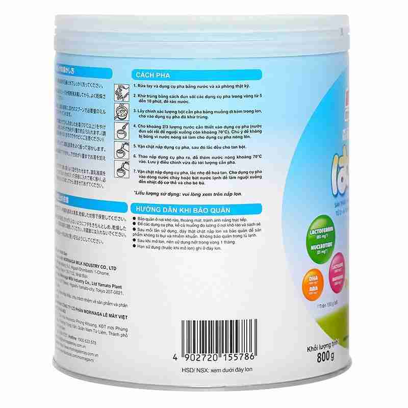 Sữa bột Morinaga Hagukumi số 1 800g (mẫu mới)