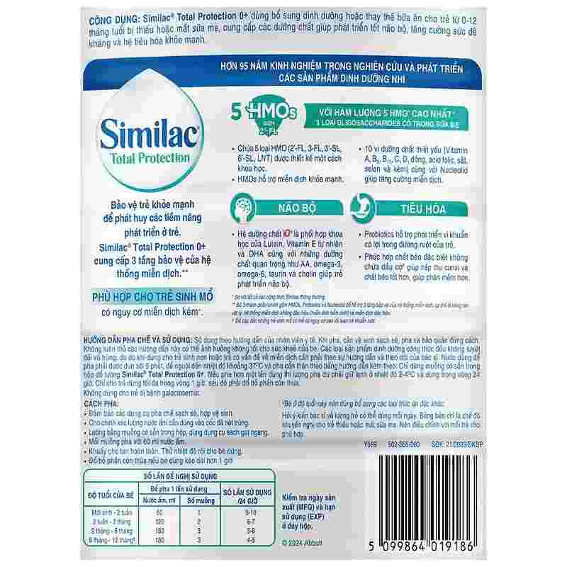 Sữa bột Similac Total Protection 0+ 850g