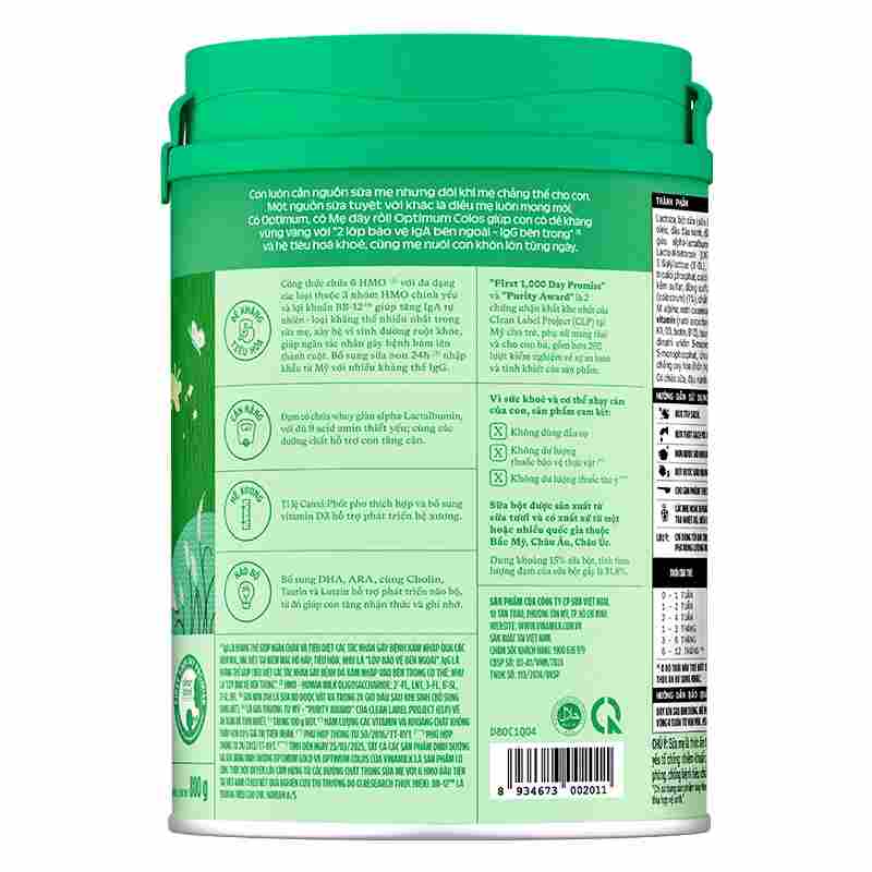Sữa bột Optimum Colos số 1 800g