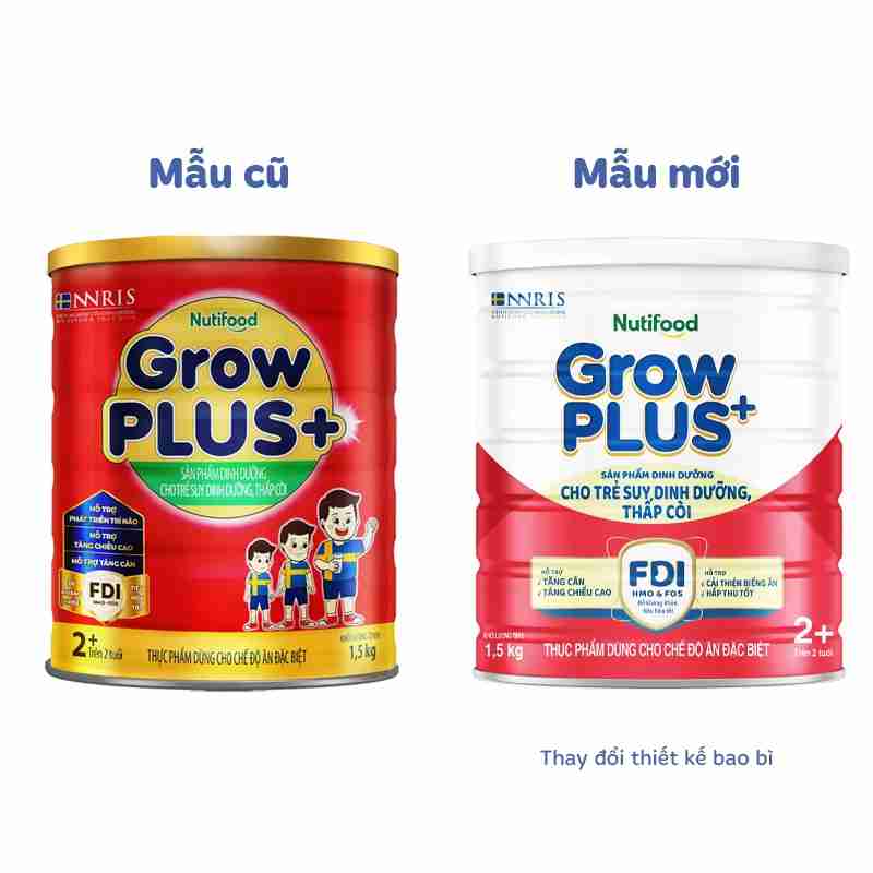 Sữa bột Nutifood GrowPLUS+ đỏ 2+ hương vani 1.5kg