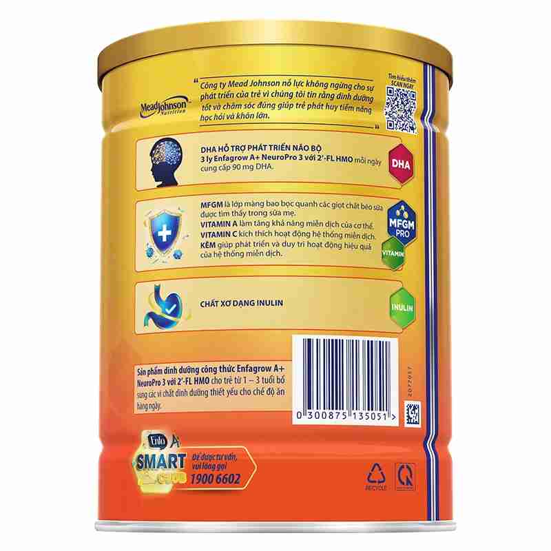 Sữa bột Enfagrow A+ Neuropro số 3 hương vani 830g