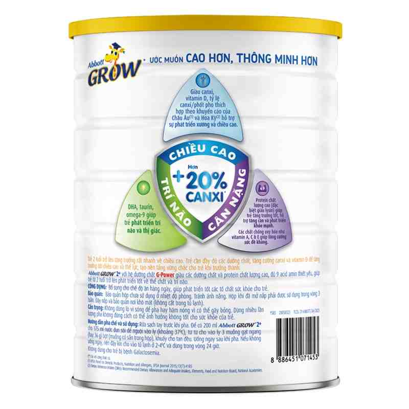 Sữa bột Abbott Grow 2+ hương vani 1.6kg
