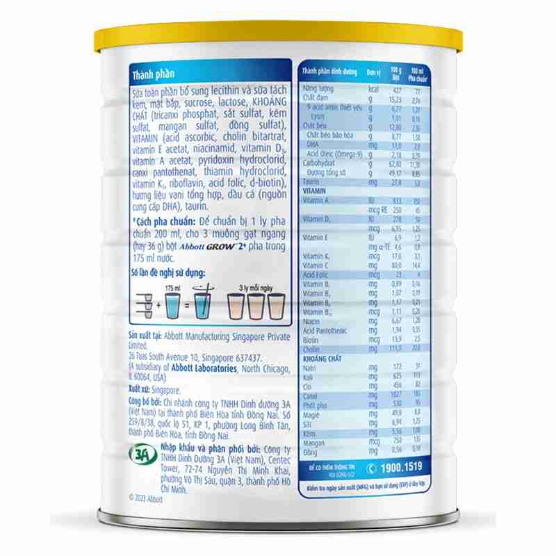 Sữa bột Abbott Grow 2+ hương vani 1.6kg