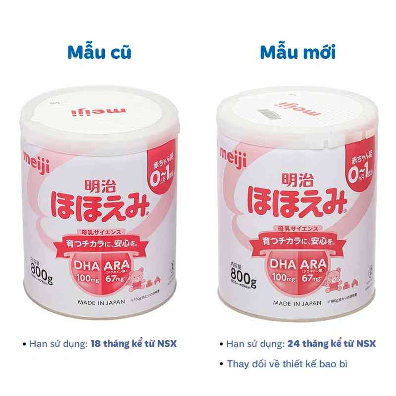 Sữa bột Meiji Hohoemi Milk hồng 800g