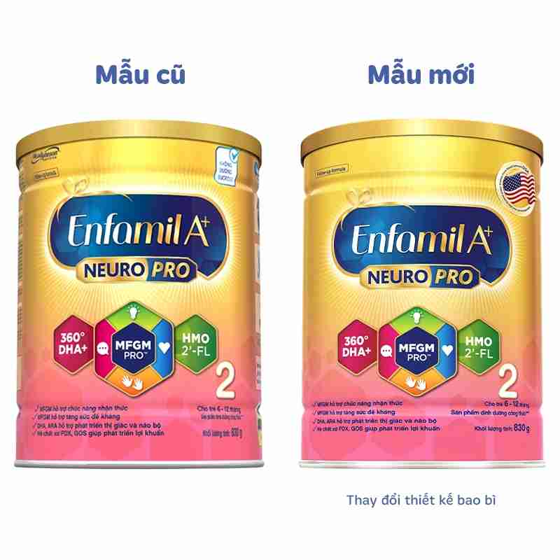 Sữa bột Enfamil A+ Neuropro số 2 830g