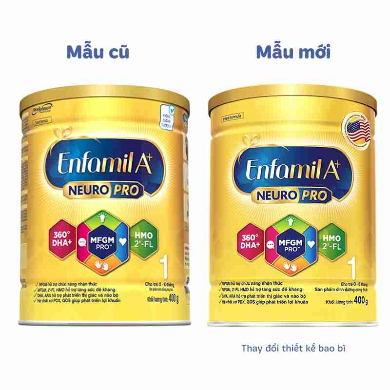 Sữa bột Enfamil A+ Neuropro số 1 400g (vị thanh mát)