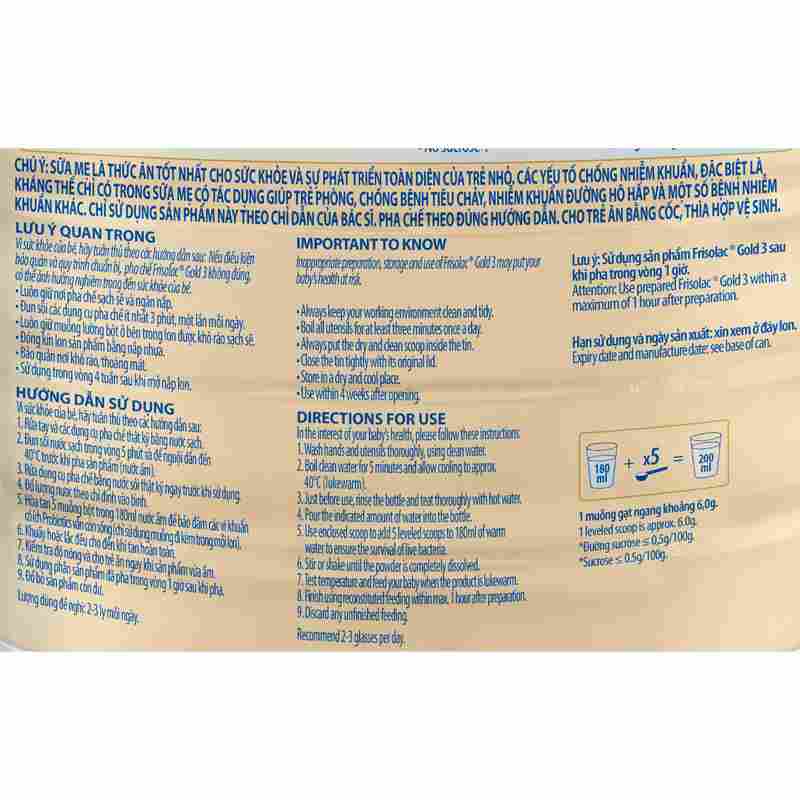 Sữa bột Frisolac Gold số 3 1400g