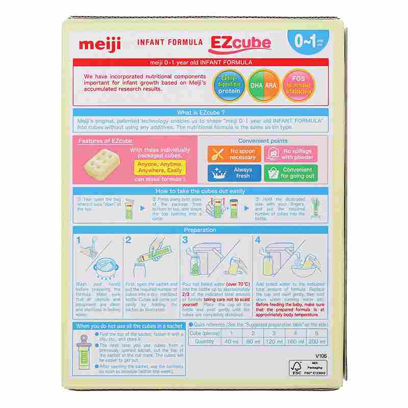 Sữa bột dạng thanh Meiji Infant Formula Ezcube 540g