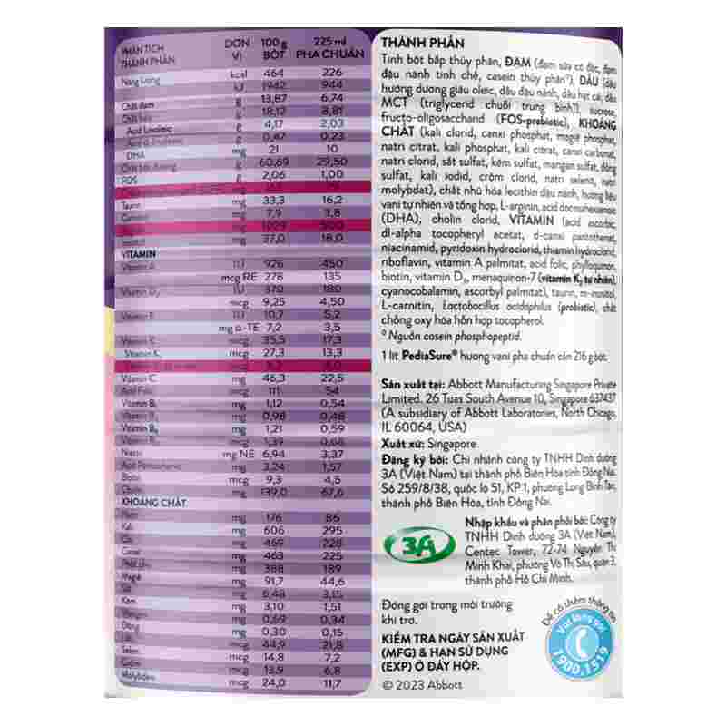 Sữa bột Abbott PediaSure BA 800g