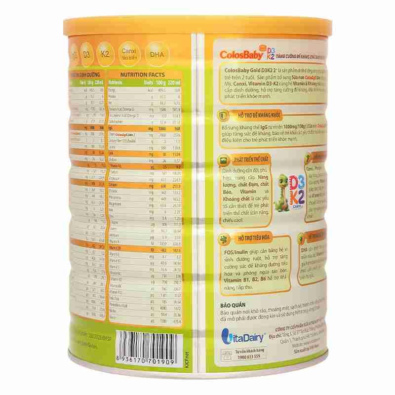 Sữa bột ColosBaby Gold D3K2 2+ 800g
