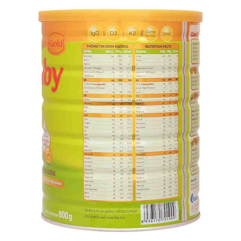 Sữa bột ColosBaby Gold D3K2 2+ 800g