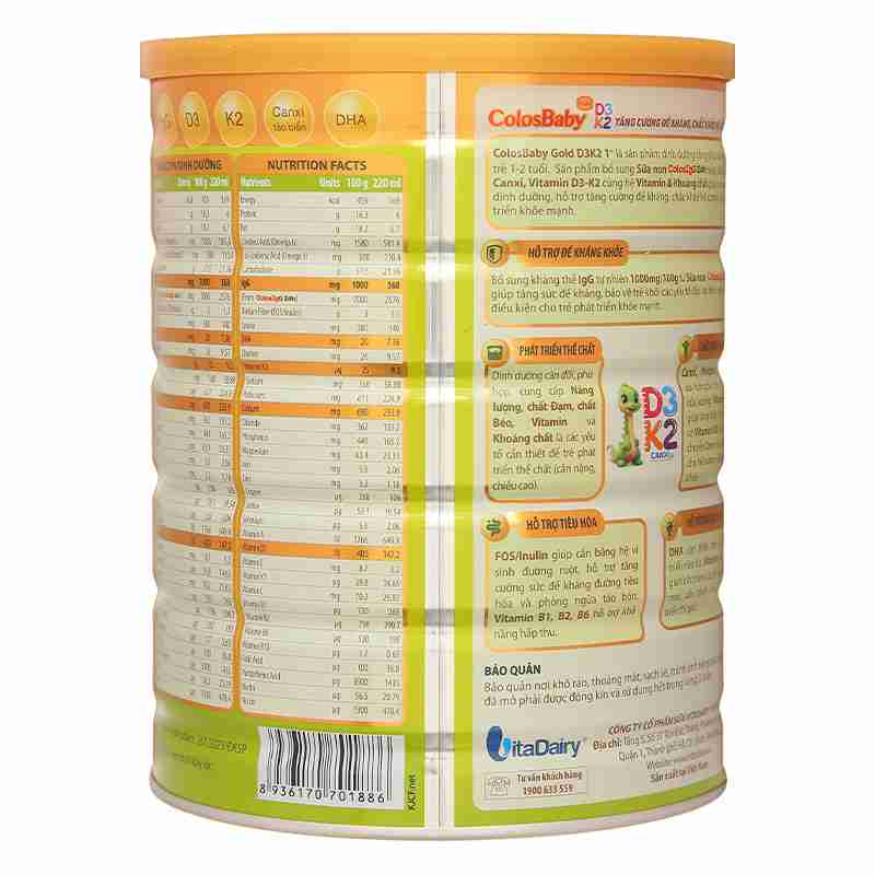Sữa bột ColosBaby Gold D3K2 1+ 800g