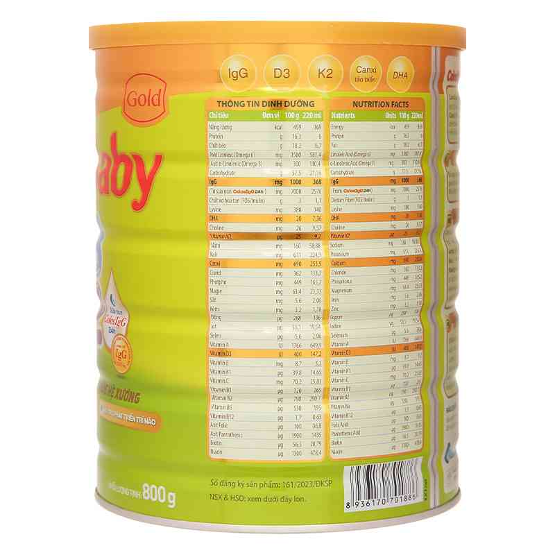 Sữa bột ColosBaby Gold D3K2 1+ 800g
