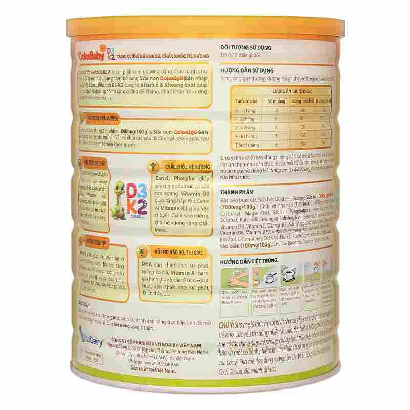 Sữa bột ColosBaby Gold D3K2 0+ 800g