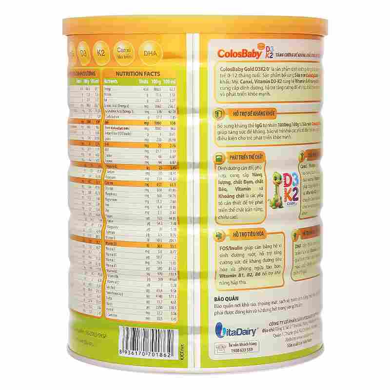 Sữa bột ColosBaby Gold D3K2 0+ 800g