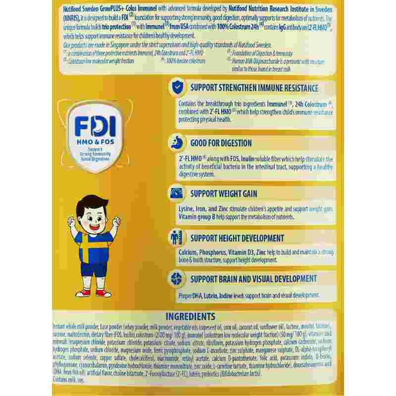Sữa bột Nutifood GrowPLUS+ Colos Immunel 2+ 800g
