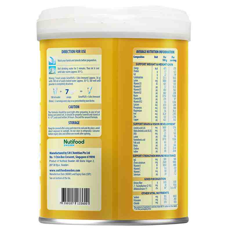 Sữa bột Nutifood GrowPLUS+ Colos Immunel 2+ 800g