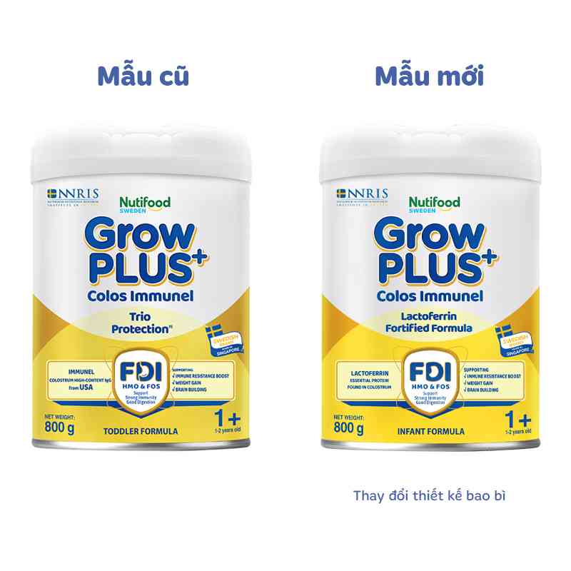 Sữa bột Nutifood GrowPLUS+ Colos Immunel 1+ 800g