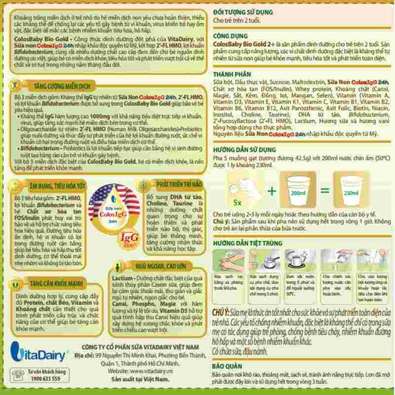 Sữa bột ColosBaby Bio Gold 2+ 800g (trên 2 tuổi)