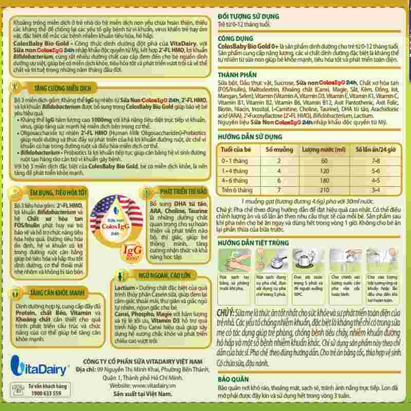 Sữa bột ColosBaby Bio Gold 0+ 800g (0-12 tháng)