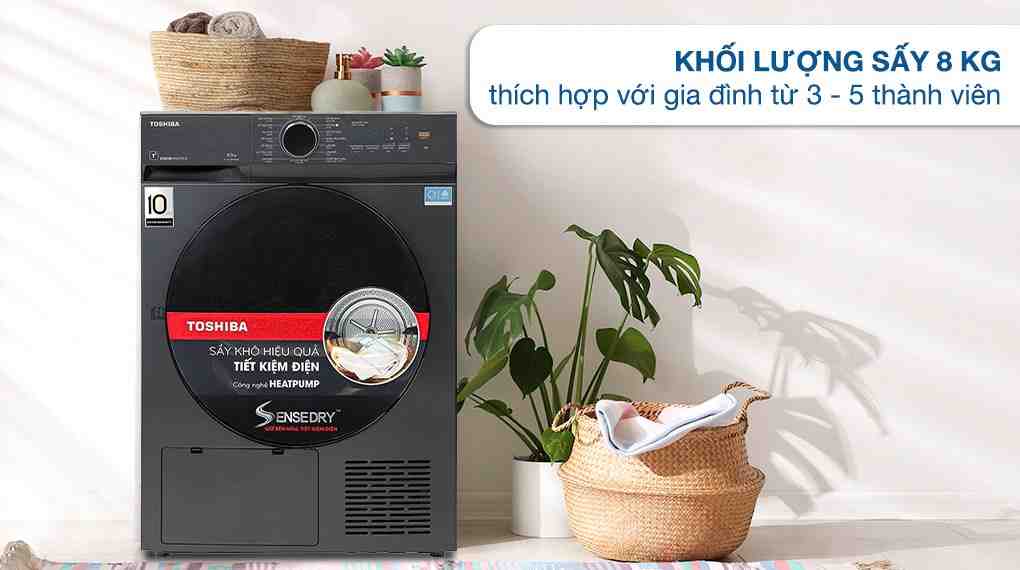 Máy sấy bơm nhiệt Toshiba 8 kg TD-T21B90HWV(MG)