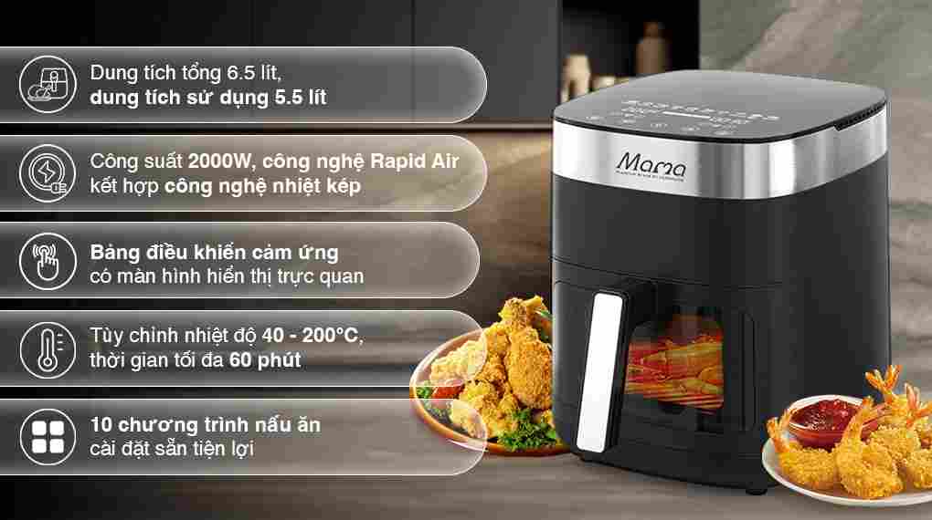 Nồi chiên không dầu Sunhouse Mama SHD4092 6.5 lít