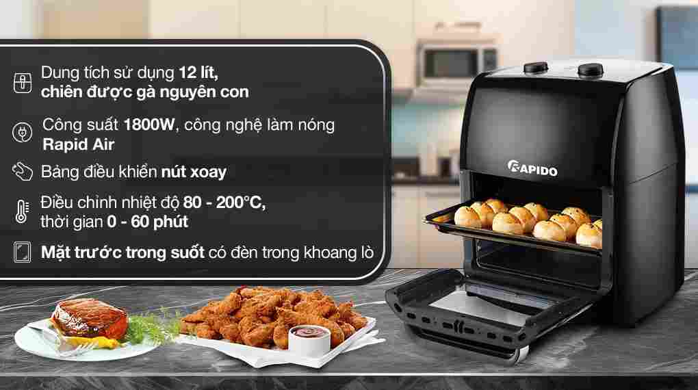 Lò chiên không dầu Rapido RAF-12M1 12 lít