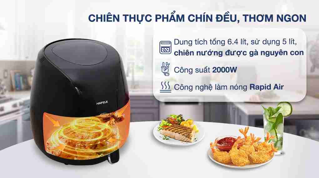 Nồi chiên không dầu Hafele HS-AF601B 6.4 lít
