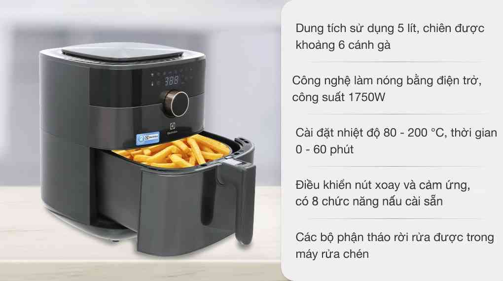 Nồi chiên không dầu Electrolux E6AF1-520K 5 lít