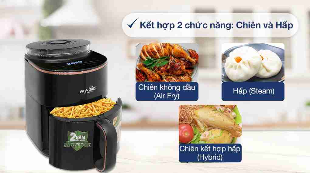 Nồi chiên không dầu kết hợp hấp Magic Eco S05 5 lít