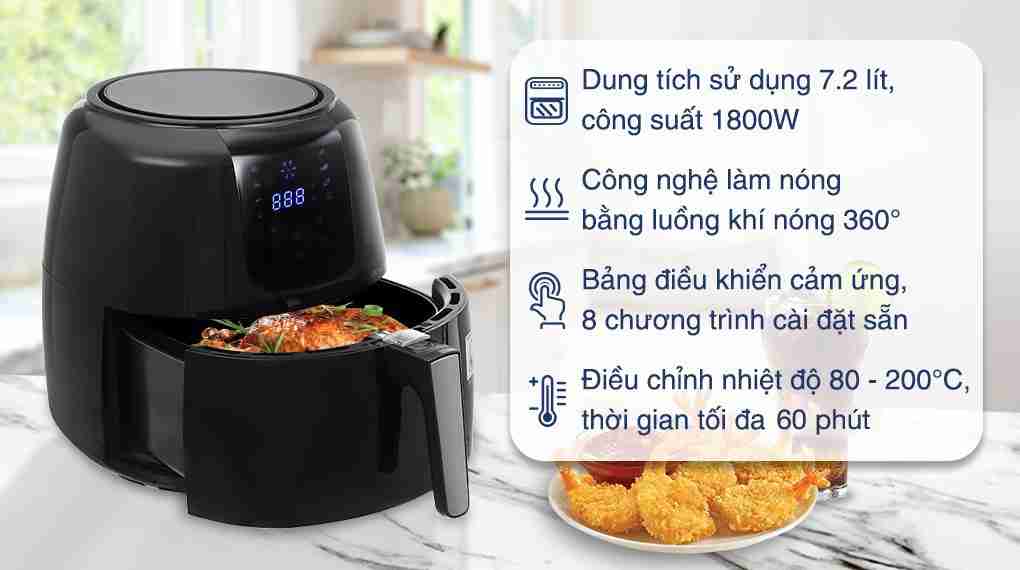 Nồi chiên không dầu Lock&Lock EJF296BLK 7.2 lít