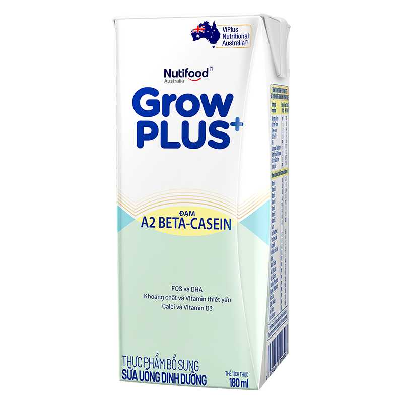 Lốc 4 hộp sữa bột pha sẵn GrowPLUS+ A2 BETA-CASEIN 1+ 180ml