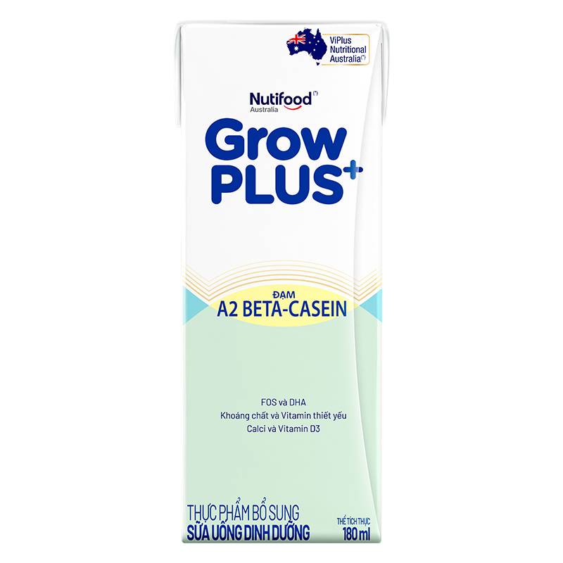 Lốc 4 hộp sữa bột pha sẵn GrowPLUS+ A2 BETA-CASEIN 1+ 180ml