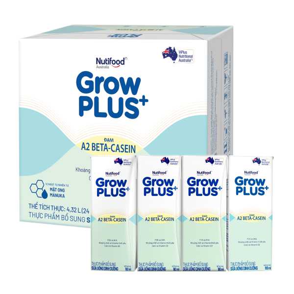 Thùng 24 hộp sữa bột pha sẵn GrowPLUS+ A2 BETA-CASEIN 1+ 180ml
