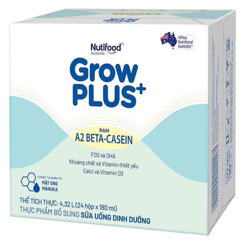 Thùng 24 hộp sữa bột pha sẵn GrowPLUS+ A2 BETA-CASEIN 1+ 180ml