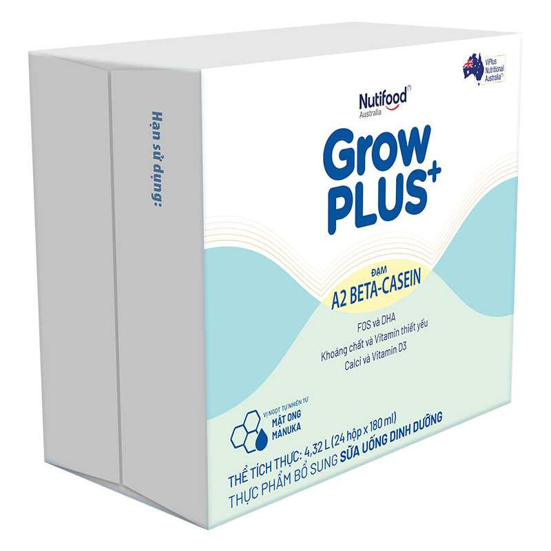 Thùng 24 hộp sữa bột pha sẵn GrowPLUS+ A2 BETA-CASEIN 1+ 180ml