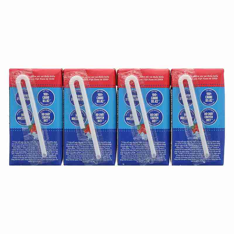 Lốc 4 hộp sữa non pha sẵn Dielac Grow Plus hương dâu 110ml