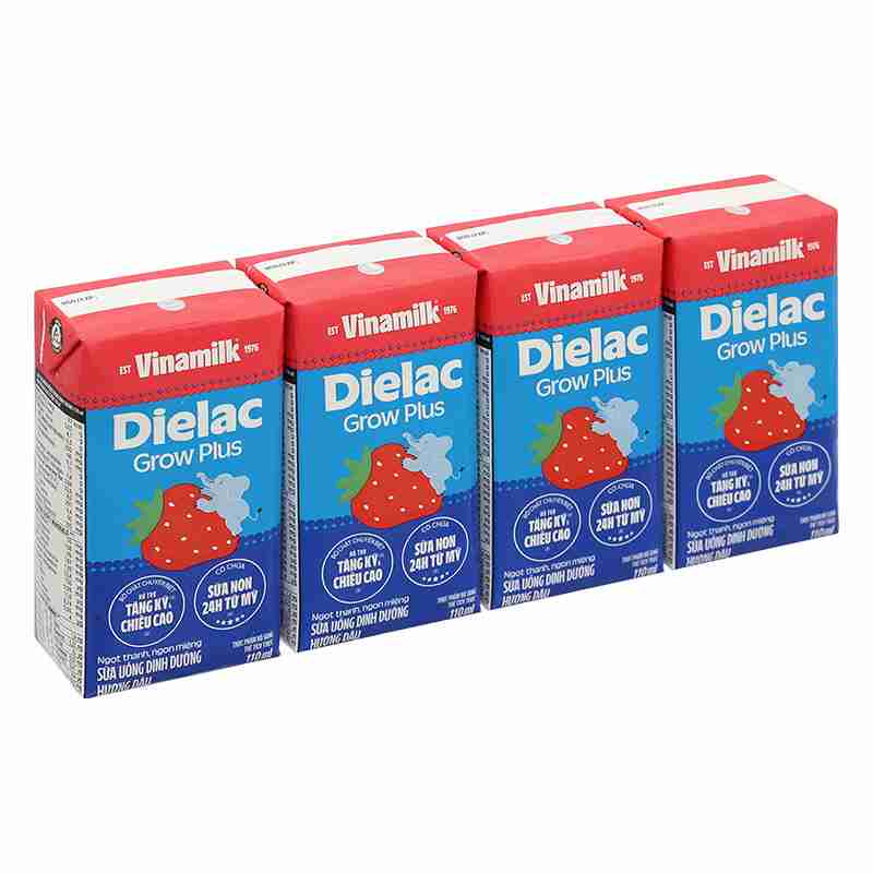 Thùng 24 hộp sữa non pha sẵn Dielac Grow Plus hương dâu 110ml