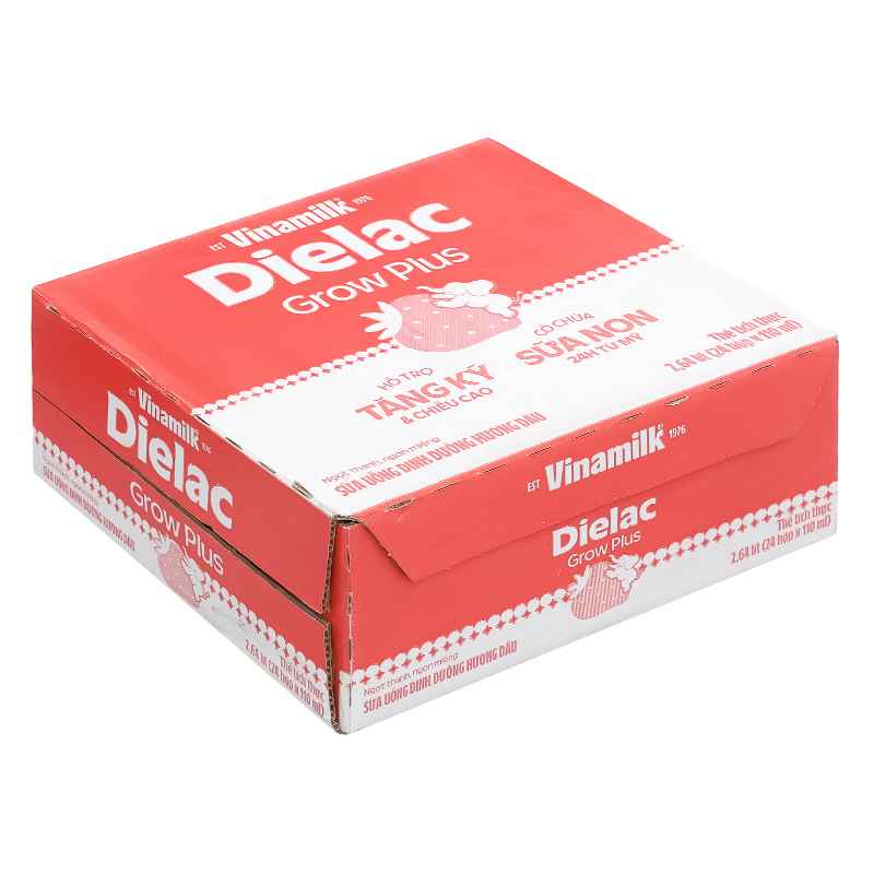 Thùng 24 hộp sữa non pha sẵn Dielac Grow Plus hương dâu 110ml