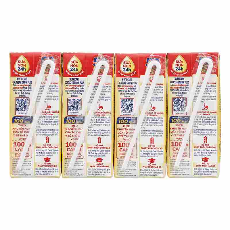 Lốc 4 hộp sữa pha sẵn Nutricare Colos 24h Grow Plus 180ml
