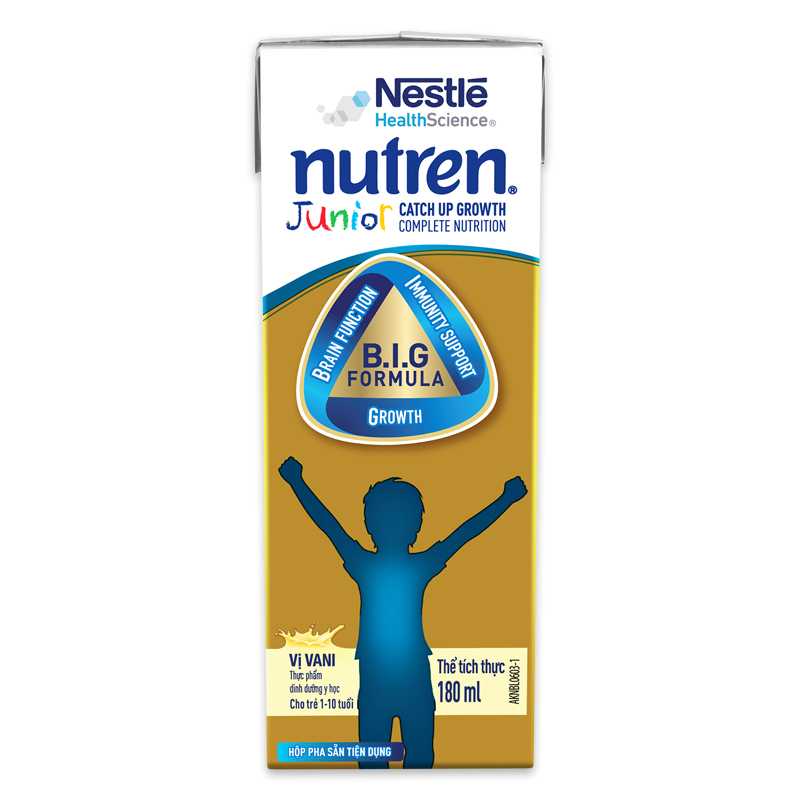 Lốc 4 hộp sữa pha sẵn Nutren Junior hương vani 180ml
