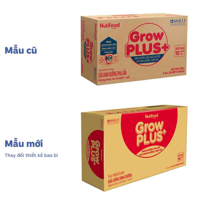 Thùng 48 hộp sữa pha sẵn Nutifood GrowPLUS+ đỏ 180ml