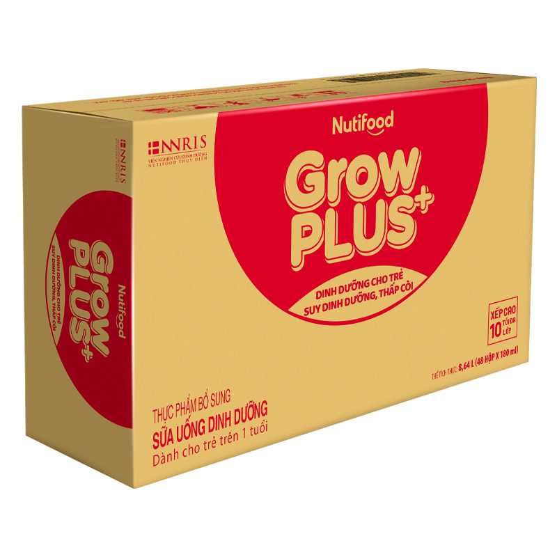 Thùng 48 hộp sữa pha sẵn Nutifood GrowPLUS+ đỏ 180ml