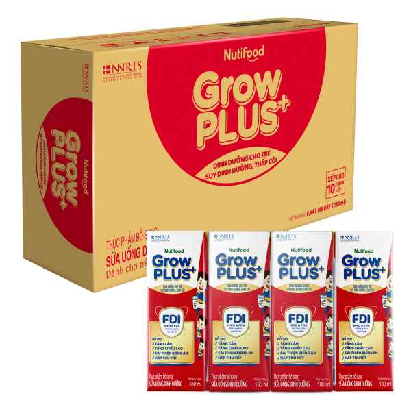 Thùng 48 hộp sữa pha sẵn Nutifood GrowPLUS+ đỏ 180ml