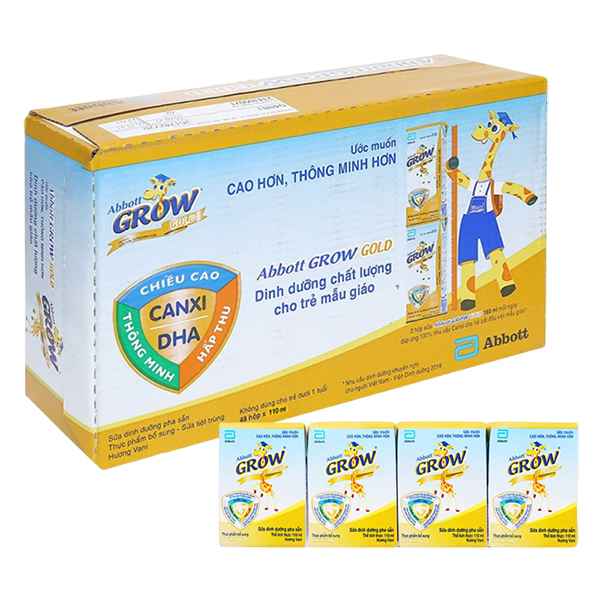 Thùng 48 hộp sữa pha sẵn Abbott Grow Gold hương vani 110ml