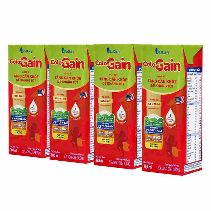 Thùng 48 hộp sữa non pha sẵn Colos Gain hương vani 180ml