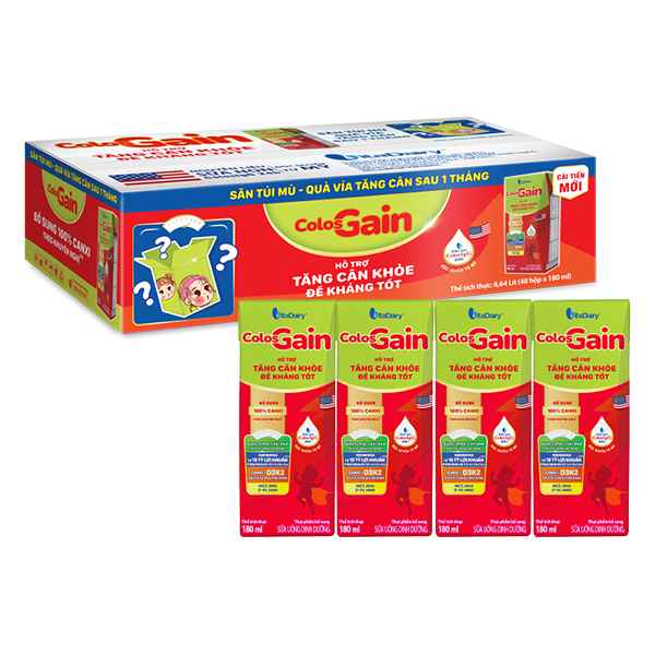 Thùng 48 hộp sữa non pha sẵn Colos Gain hương vani 180ml