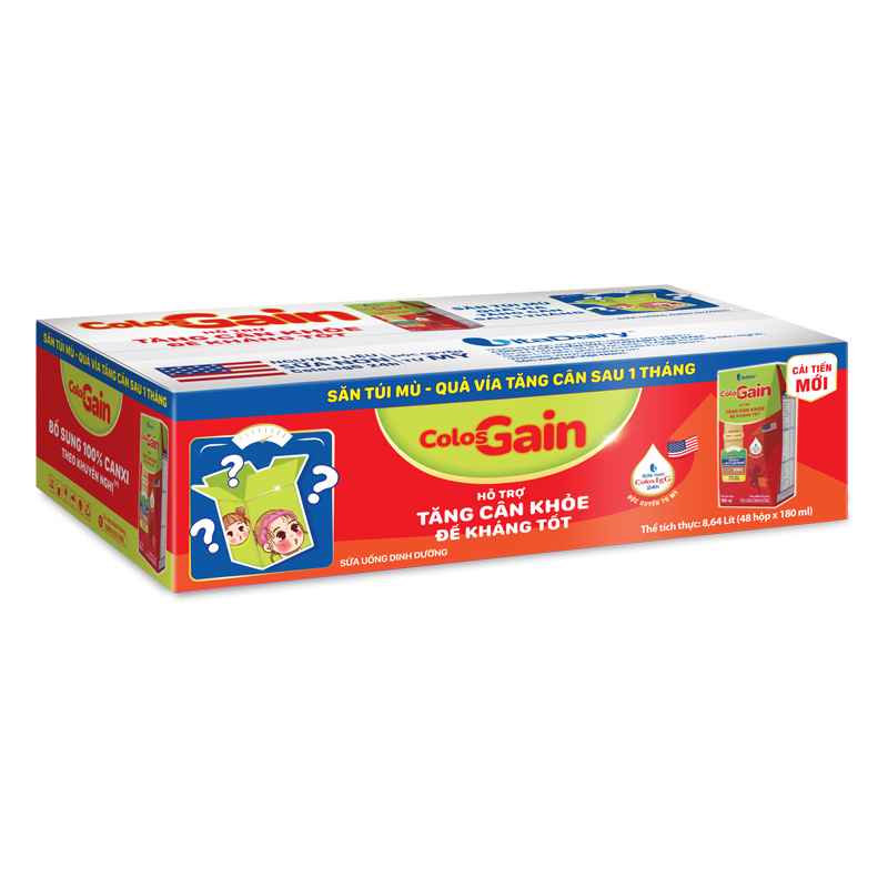 Thùng 48 hộp sữa non pha sẵn Colos Gain hương vani 180ml