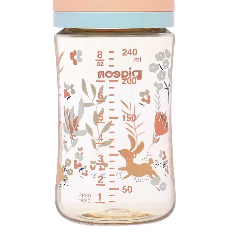 Bình sữa nhựa PPSU Pigeon Softouch Baby-Friendly World cổ rộng 240ml - Thỏ hồng