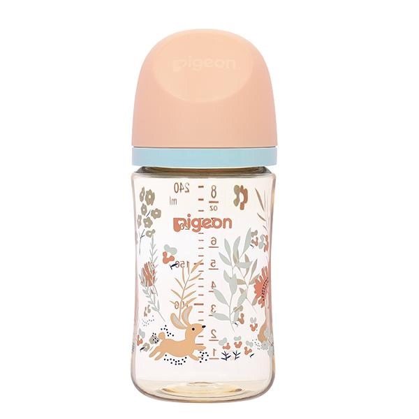 Bình sữa nhựa PPSU Pigeon Softouch Baby-Friendly World cổ rộng 240ml - Thỏ hồng
